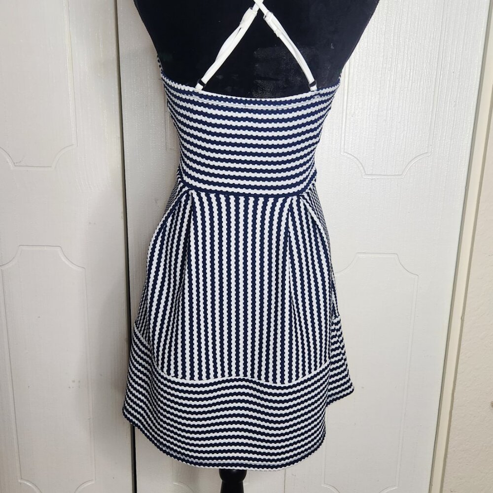 Charlotte Russe Nautical Sailor Navy Blue Flare Skater Dress - Picture 11 of 15